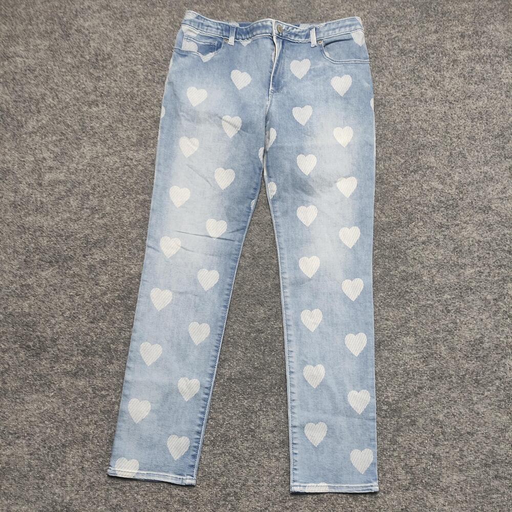 Gap Jeans Womens 16 Plus Light Wash Blue High Rise Super Skinny Heart Denim